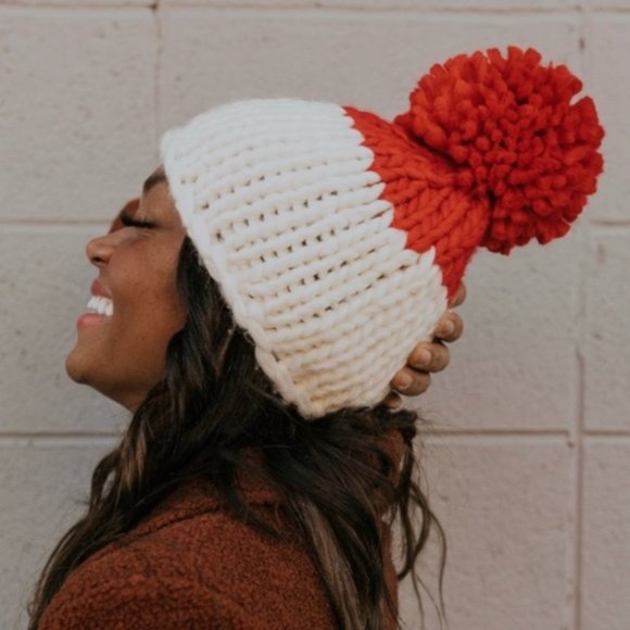 Free People Cozy Up Color Block Pom Beanie - Picture 3 of 6